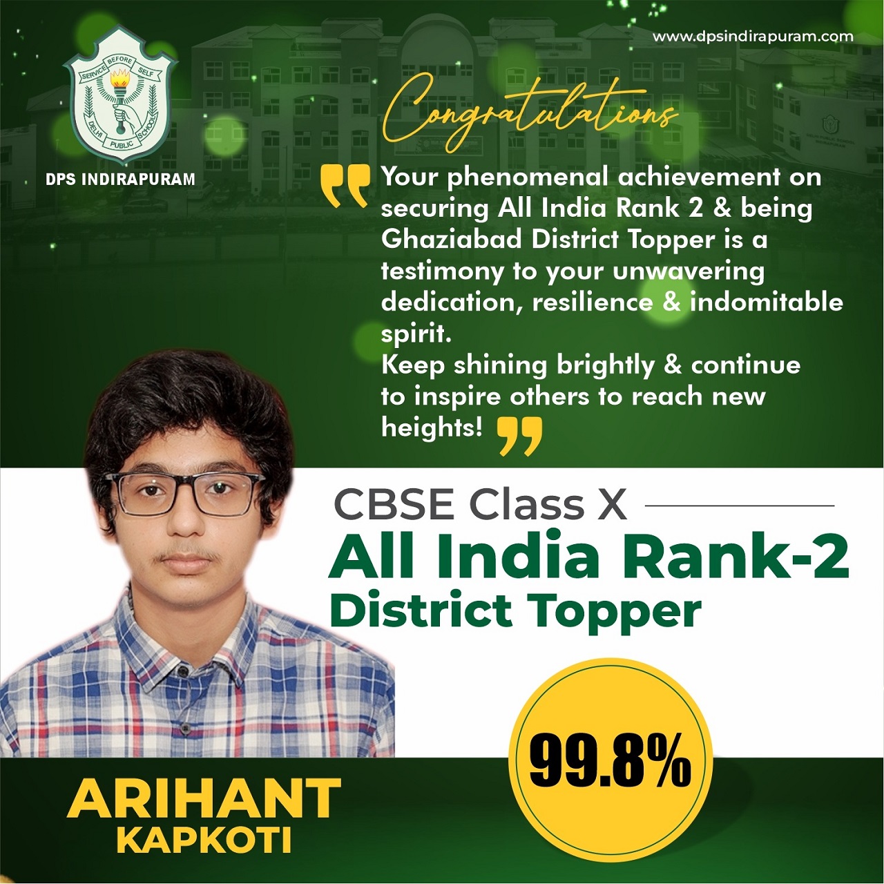 All India Rank-2 (District Topper)